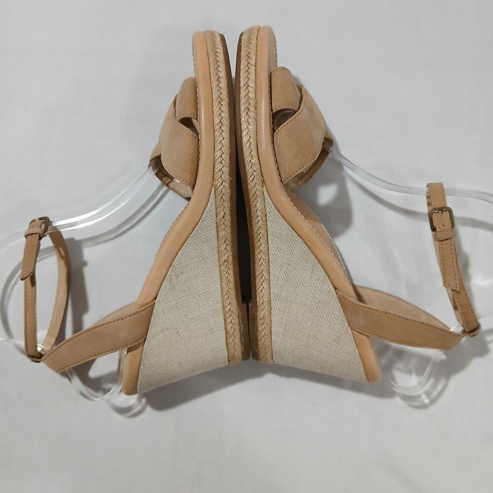 UGG Wedge Sandals Womens 9 Tan Leather Ankle Strap Espadrille - Picture 4 of 10